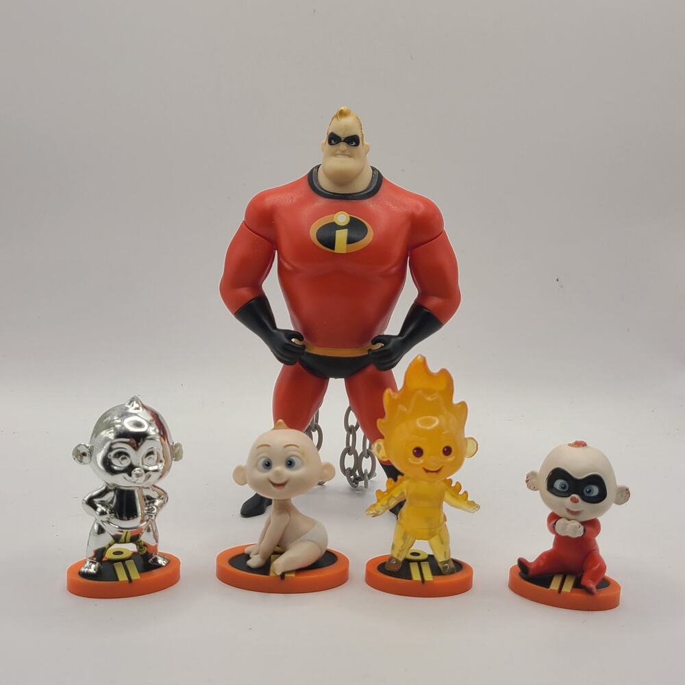 INCREDIBLES PVC 5 Figure Lot - Bob Elastigirl Violet Dash Jack Jack Disney Pixar